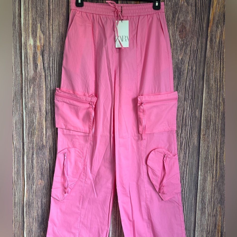 Zara 100% cotton heart cargo pants NWT - Picture 7 of 7